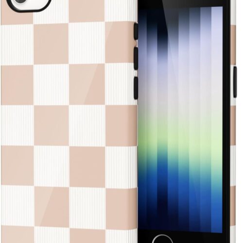 Eco‑Print Checkerboard Hybrid Protective Phone Case