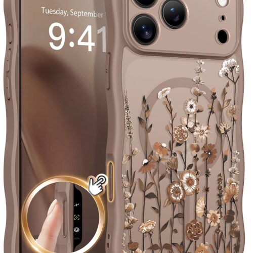 Wave‑Pattern Matte Magnetic Stamped‑Print Phone Case