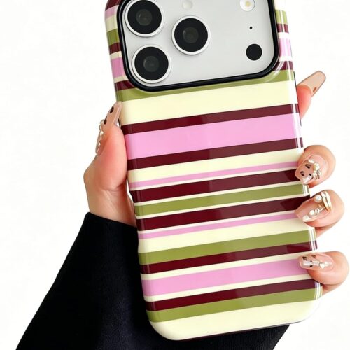 Retro‑Preppy Striped Hybrid Protective Phone Case