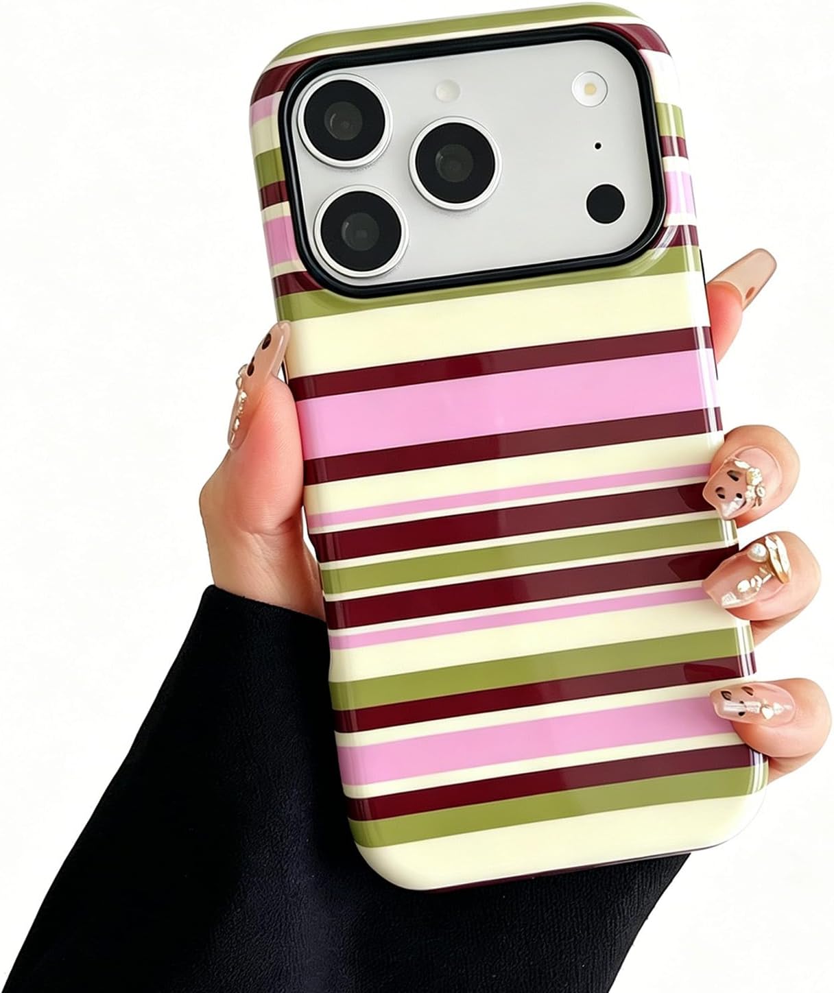Retro‑Preppy Striped Hybrid Protective Phone Case